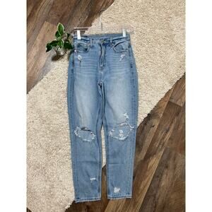 American Eagle Size 00 Short Distressed High Rise Mom Jeans
